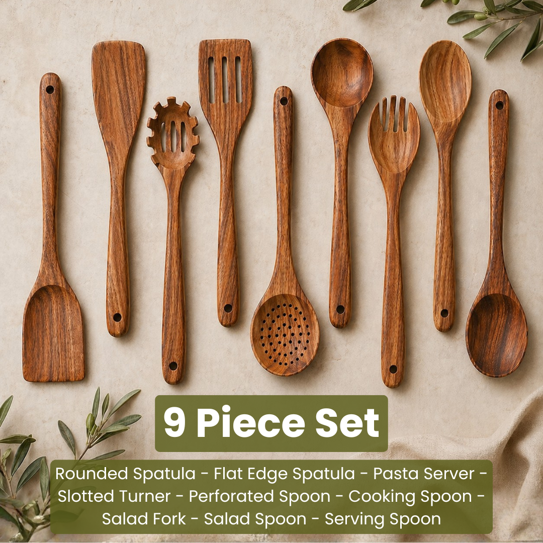 The Wooden Pantry™ Essential Wooden Utensil Set