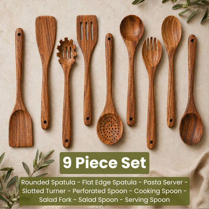 The Wooden Pantry™ Essential Wooden Utensil Set