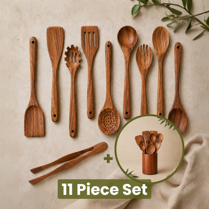 The Wooden Pantry™ Essential Wooden Utensil Set
