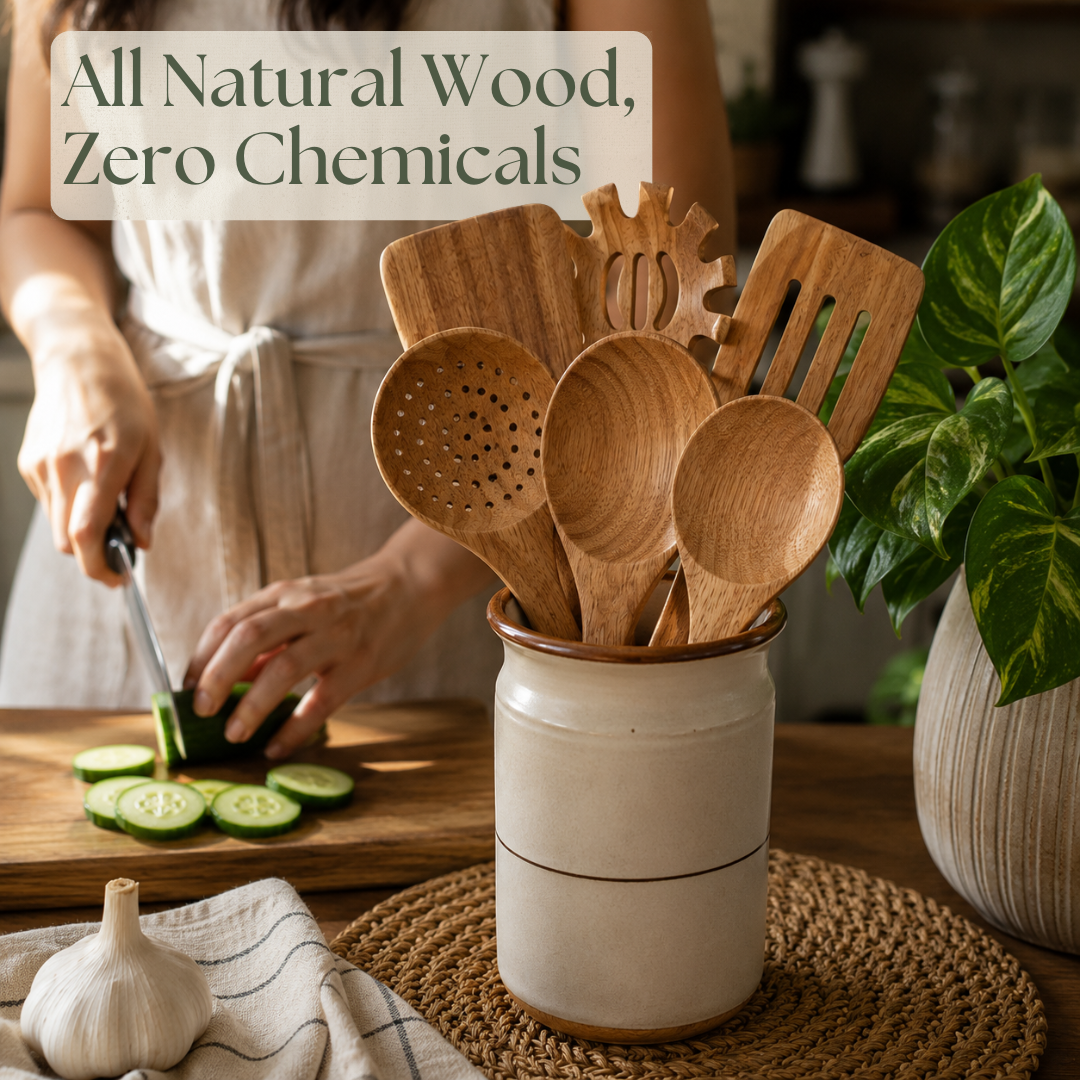 The Wooden Pantry™ Essential Wooden Utensil Set