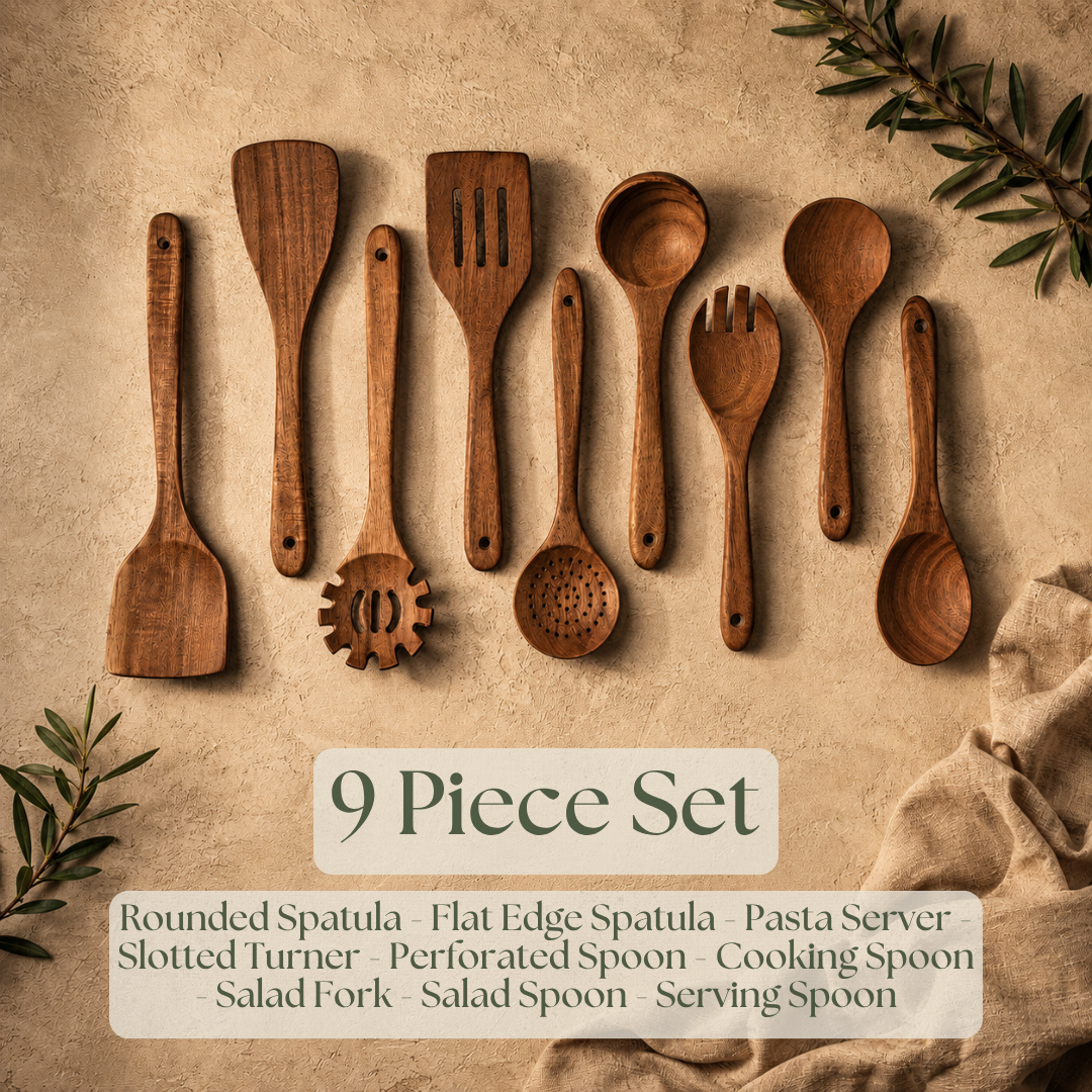 The Wooden Pantry™ Essential Wooden Utensil Set