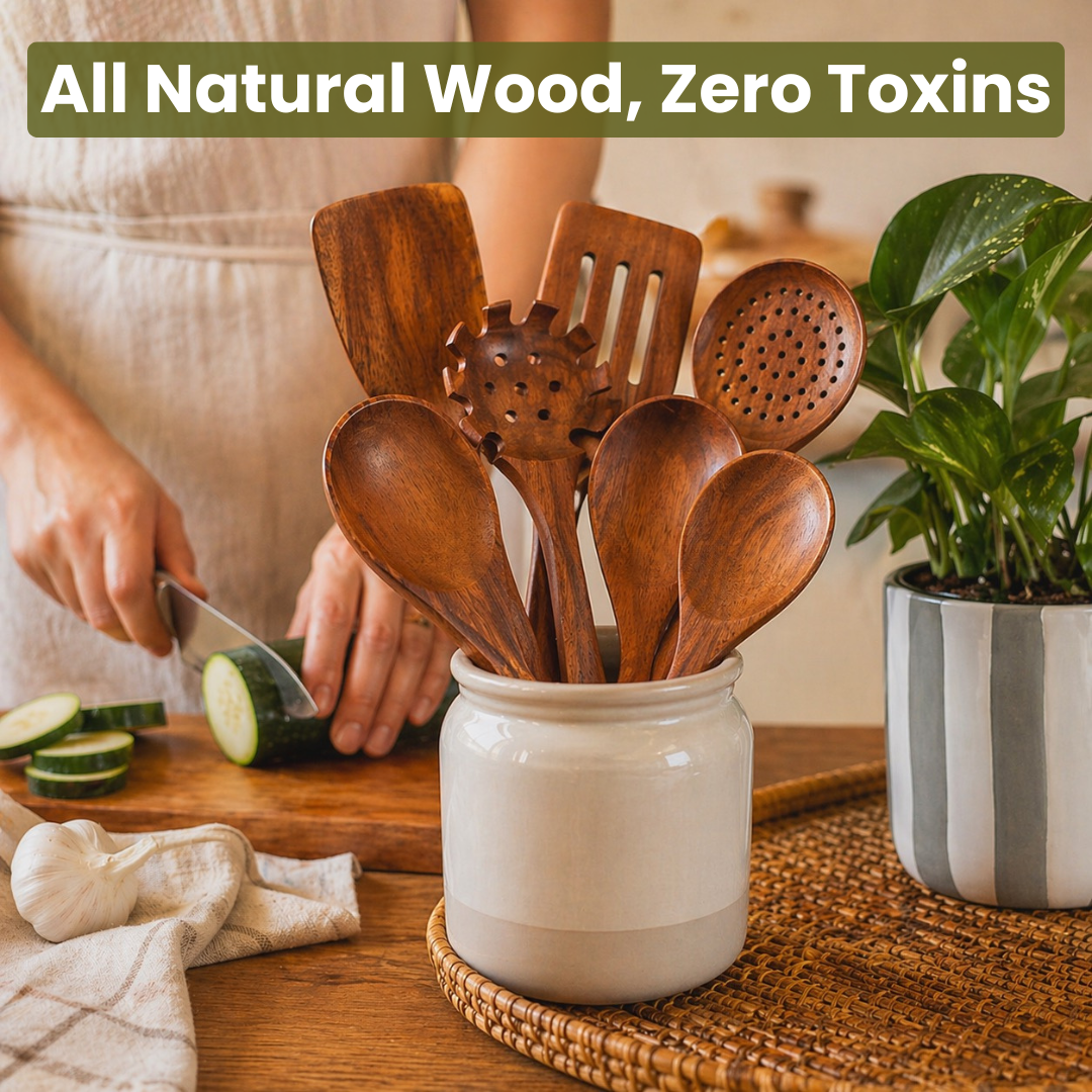 The Wooden Pantry™ Essential Wooden Utensil Set